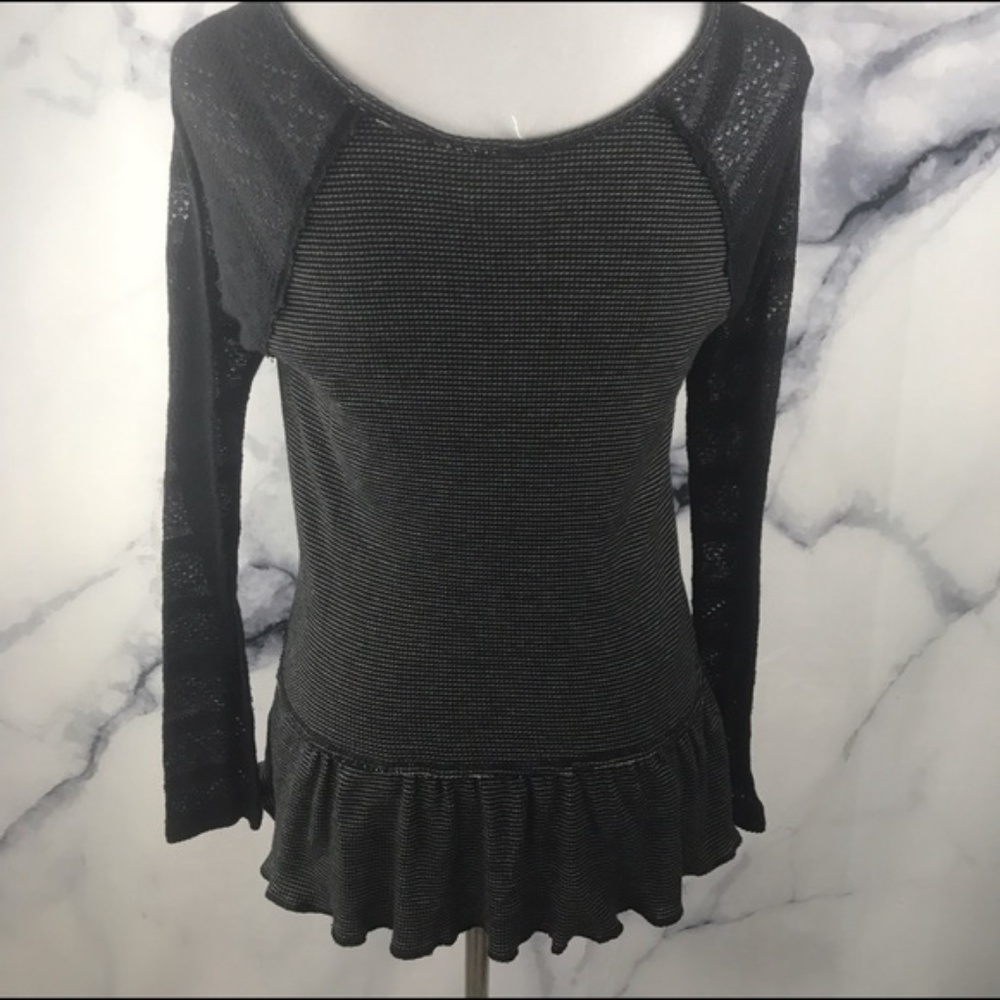 Free People BURNT ORANGE Peplum Knit Top